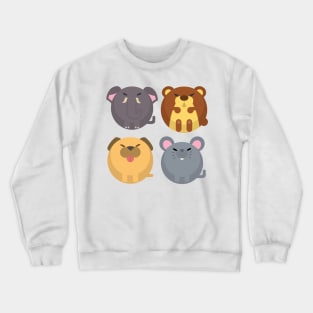 animal friends, Elephant, dog, rat, monkey Crewneck Sweatshirt